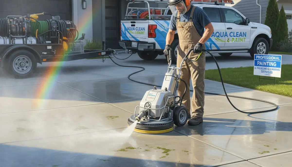 Concrete pressure cleaning for driveways and patios in Champaign, IL by Champaign Paint Pros