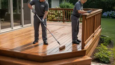Deck painting service in Champaign, IL protecting and refreshing an outdoor wood deck