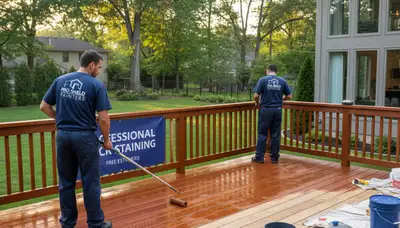 Deck staining service in Champaign, IL by Champaign Paint Pros for weather protection