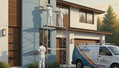 Champaign, IL house painting crew applying durable exterior paint to a home