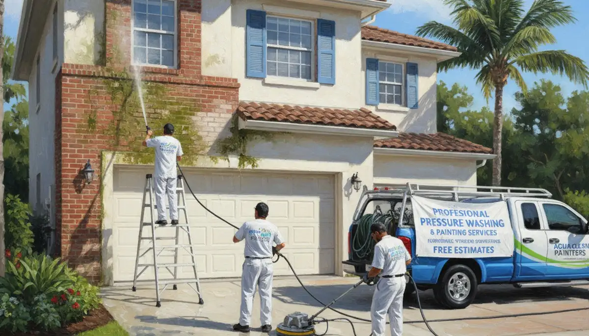 Pressure cleaning service in Champaign, IL removing exterior buildup from a property