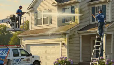 Vinyl siding pressure cleaning in Champaign, IL by Champaign Paint Pros for cleaner, brighter curb appeal