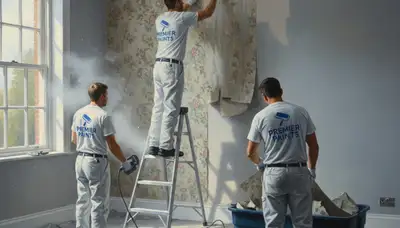 Wallpaper removal service in Champaign, IL by Champaign Paint Pros, prepping walls for painting