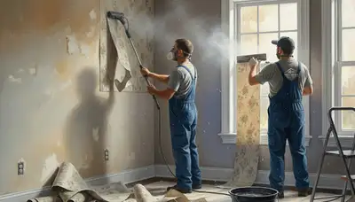Champaign, IL wallpaper removal service preparing walls for painting by Champaign Paint Pros